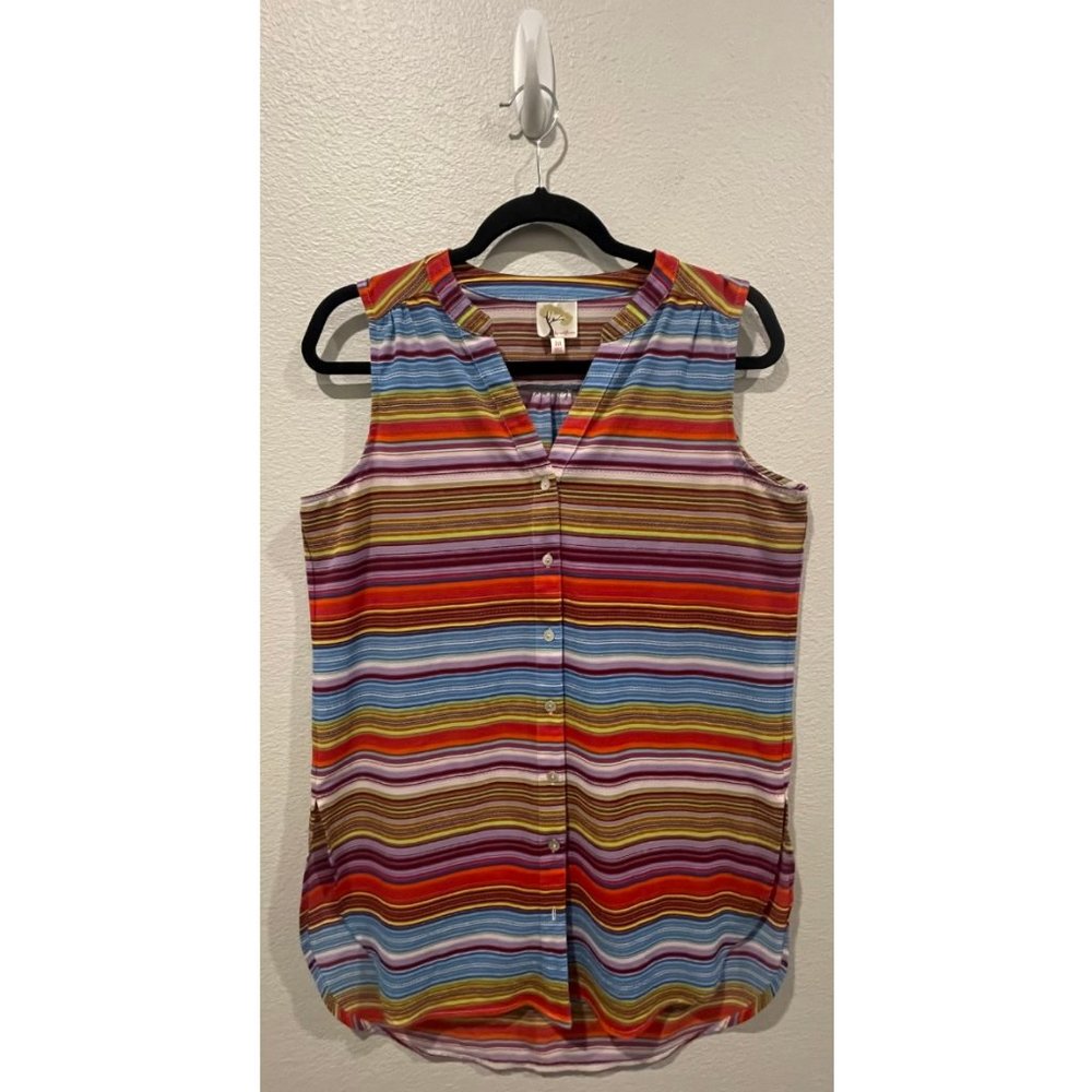 FIG AND FLOWER Multicolor Striped Sleeveless Blouse